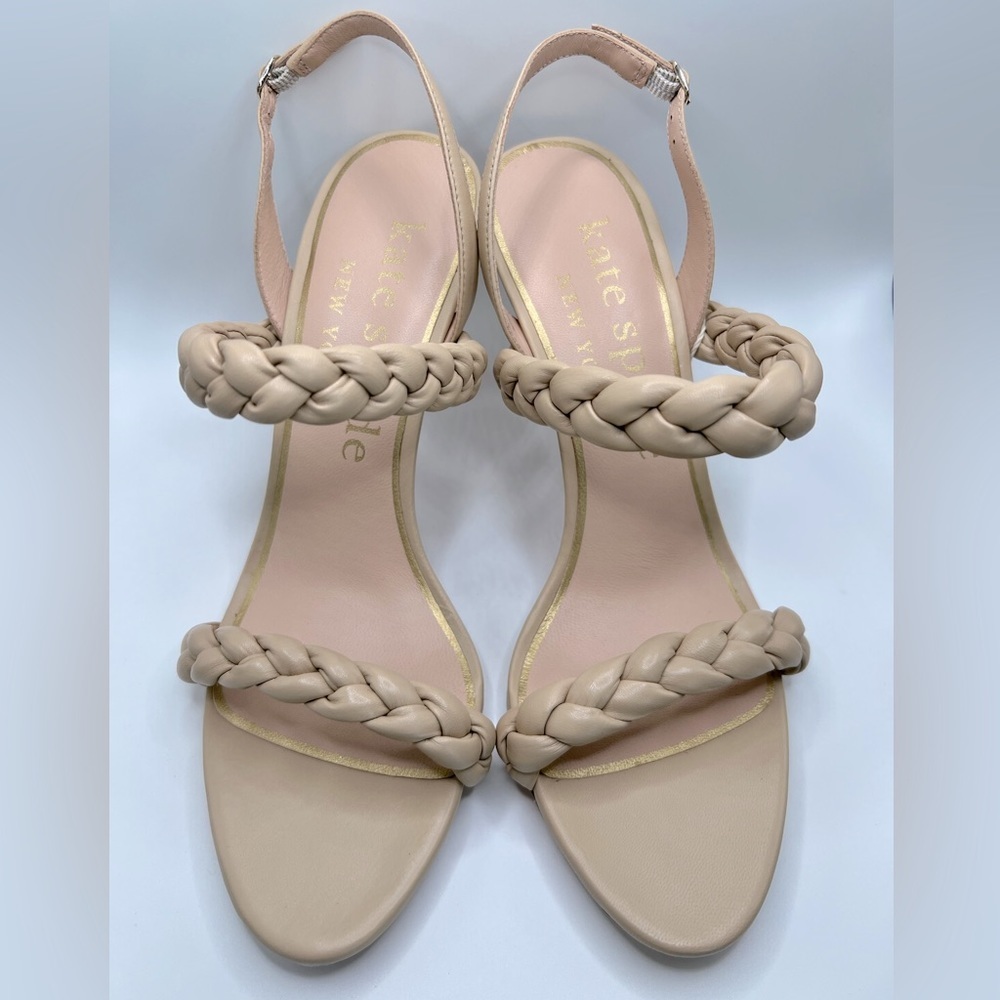 KATE SPADE New York Braided Saffron Leather Nude Slingback Sandal US 8.5 NEW - Picture 5 of 11